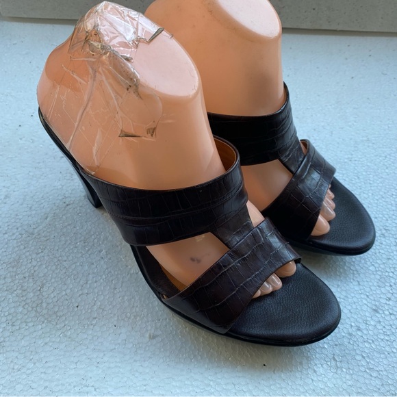 Sofft Women’s Brown Leather Heels Platform Slide Sandals. Size 9.5M - Picture 7 of 14